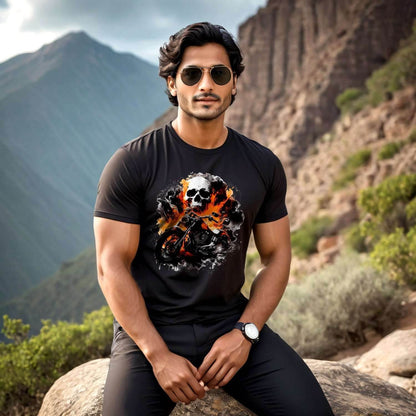Handsome Skull Motorcycles Diamond Art Painting Kits for Adult - Unisex Round Neck Regular Fit 100% Combed Cotton Half Sleeve T-Shirt - Mojilo Mart