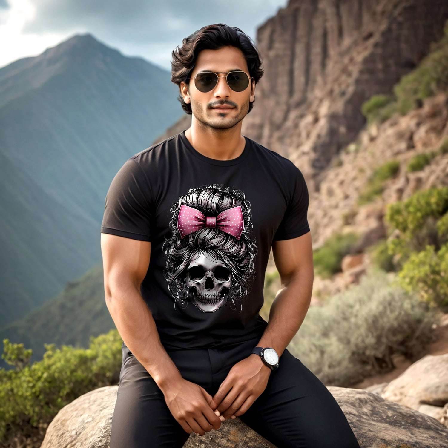 Skull Messy - Unisex Round Neck Regular Fit 100% Combed Cotton Half Sleeve T-Shirt - Mojilo Mart