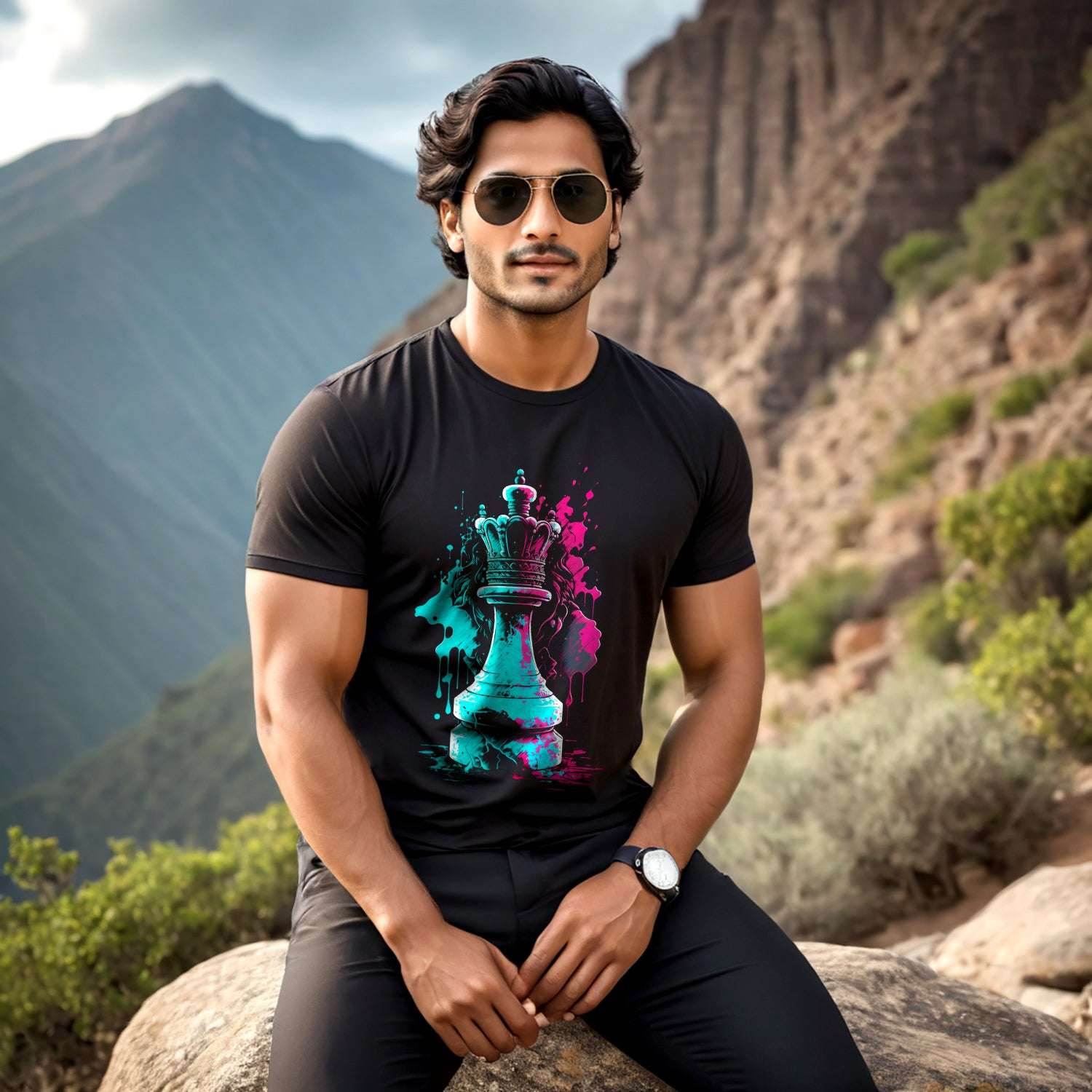 Chess King - Unisex Round Neck Regular Fit 100% Combed Cotton Half Sleeve T-Shirt - Mojilo Mart