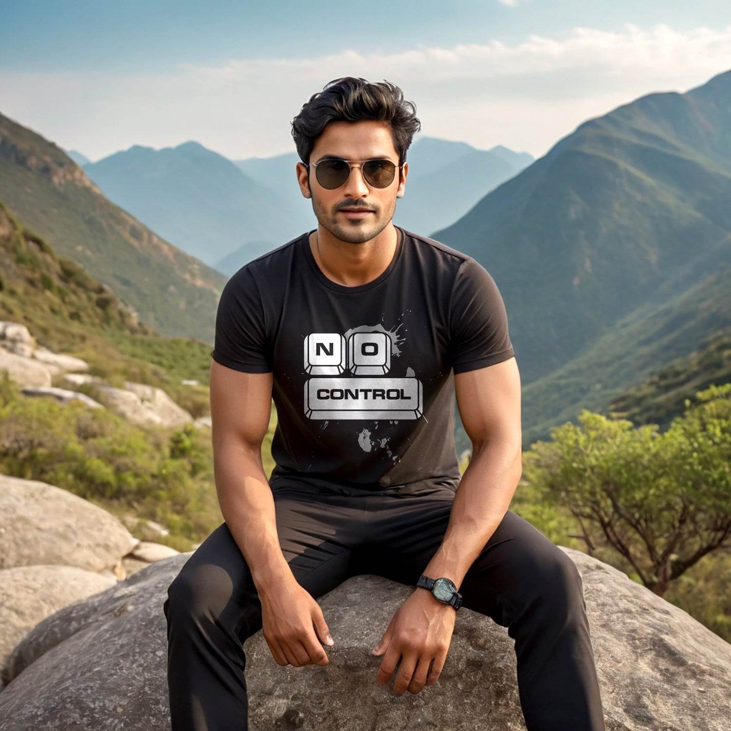 ON CONTROL - Unisex Round Neck Regular Fit 100% Combed Cotton Half Sleeve T-Shirt - Mojilo Mart