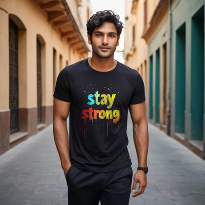 Stay Strong Tshirt - Unisex Round Neck Regular Fit 100% Combed Cotton Half Sleeve T-Shirt - Mojilo Mart
