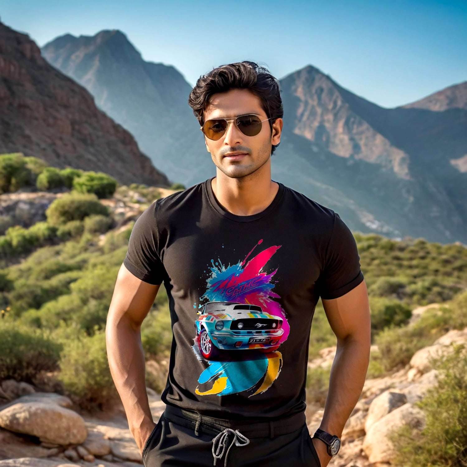 Drawing of a Racing Car - Unisex Round Neck Regular Fit 100% Combed Cotton Half Sleeve T-Shirt - Mojilo Mart