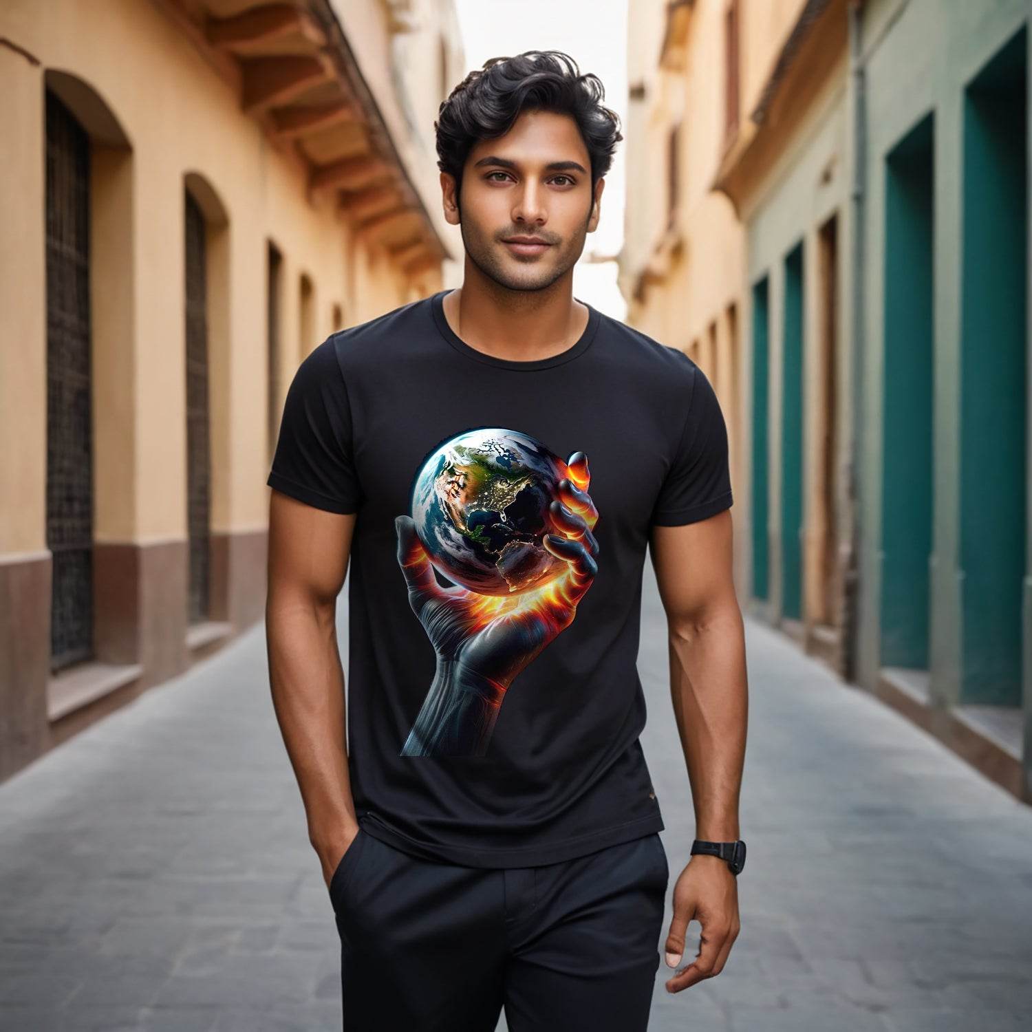 Space Explorer & Earth Cosmic Adventure Shirt - Unisex Round Neck Regular Fit 100% Combed Cotton Half Sleeve T-Shirt - Mojilo Mart