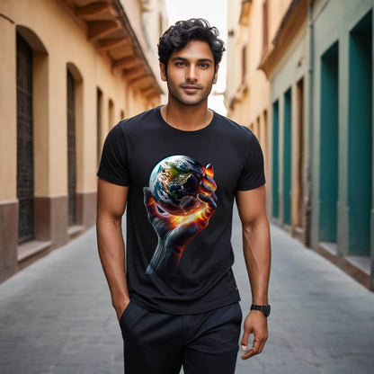 Space Explorer & Earth Cosmic Adventure Shirt - Unisex Round Neck Regular Fit 100% Combed Cotton Half Sleeve T-Shirt - Mojilo Mart