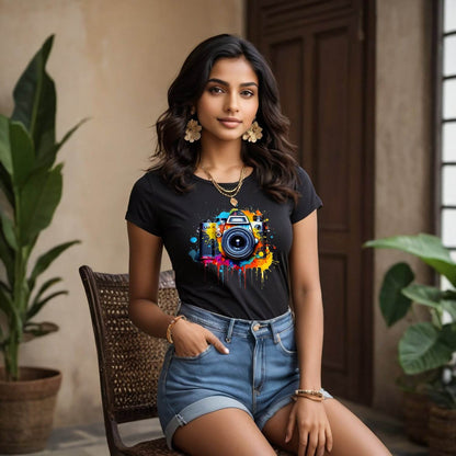 Photography Design Camera - Unisex Round Neck Regular Fit 100% Combed Cotton Half Sleeve T-Shirt - Mojilo Mart