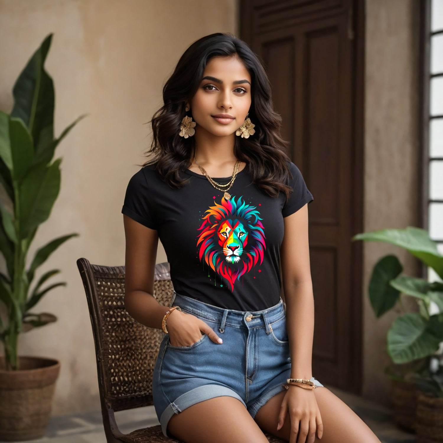 Colorful Lion - Unisex Round Neck Regular Fit 100% Combed Cotton Half Sleeve T-Shirt - Mojilo Mart