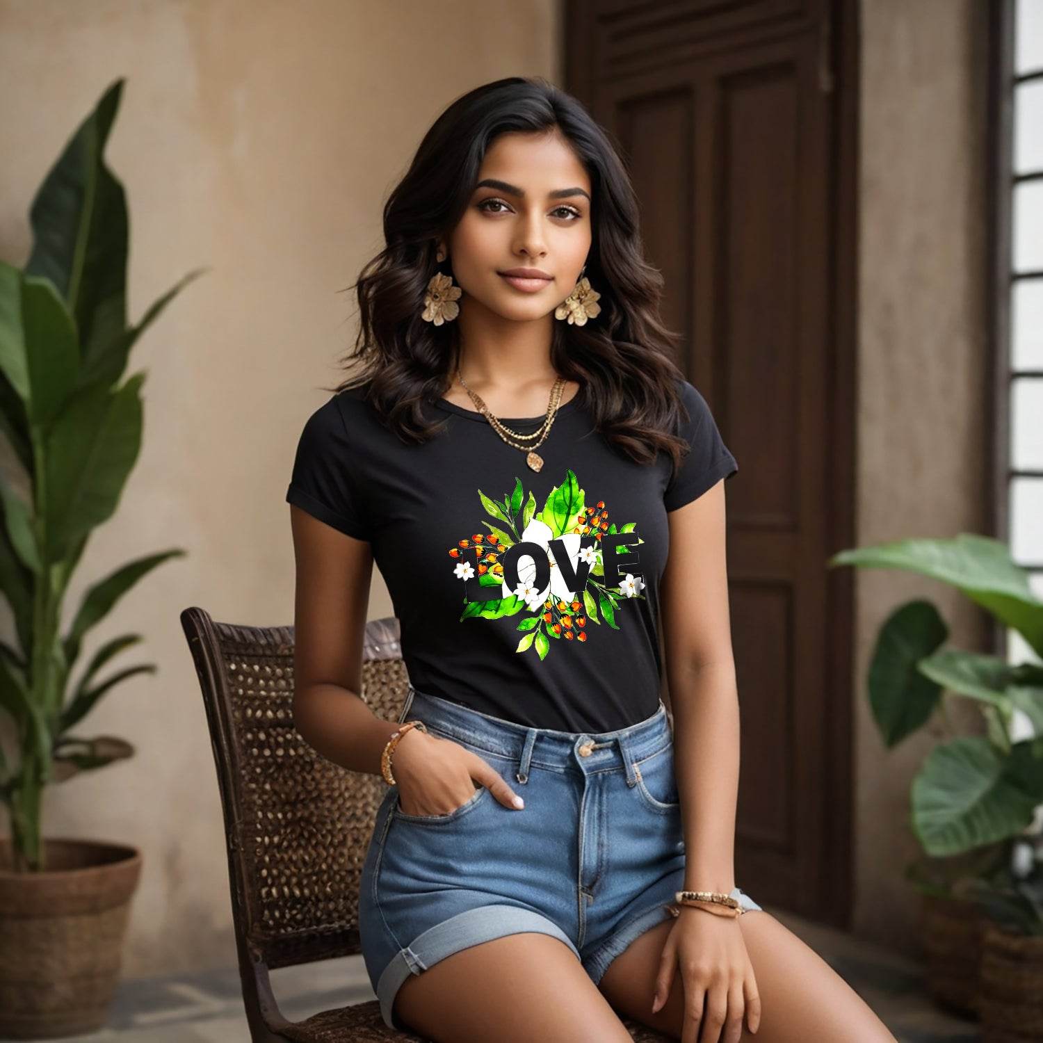 Love Plants Lover - Unisex Round Neck Regular Fit 100% Combed Cotton Half Sleeve T-Shirt - Mojilo Mart