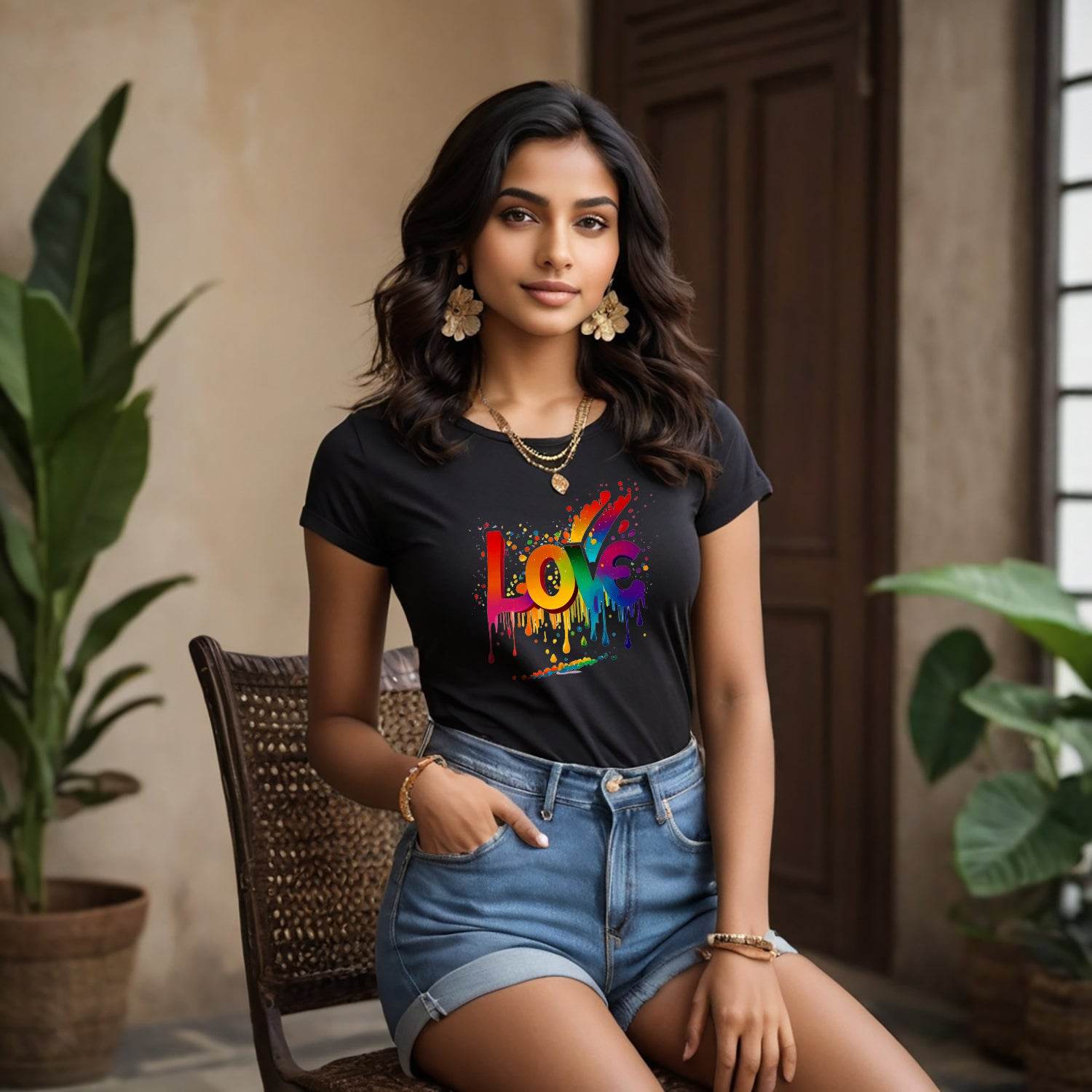 Unique Hand Drawn Love Is Love Rainbow - Unisex Round Neck Regular Fit 100% Combed Cotton Half Sleeve T-Shirt - Mojilo Mart