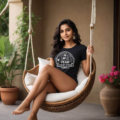 I Choose Love Love Fear Every Time - Unisex Round Neck Regular Fit 100% Combed Cotton Half Sleeve T-Shirt - Mojilo Mart