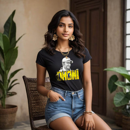 Ms Dhoni Photo Printed - Unisex Round Neck Regular Fit 100% Combed Cotton Half Sleeve T-Shirt - Mojilo Mart