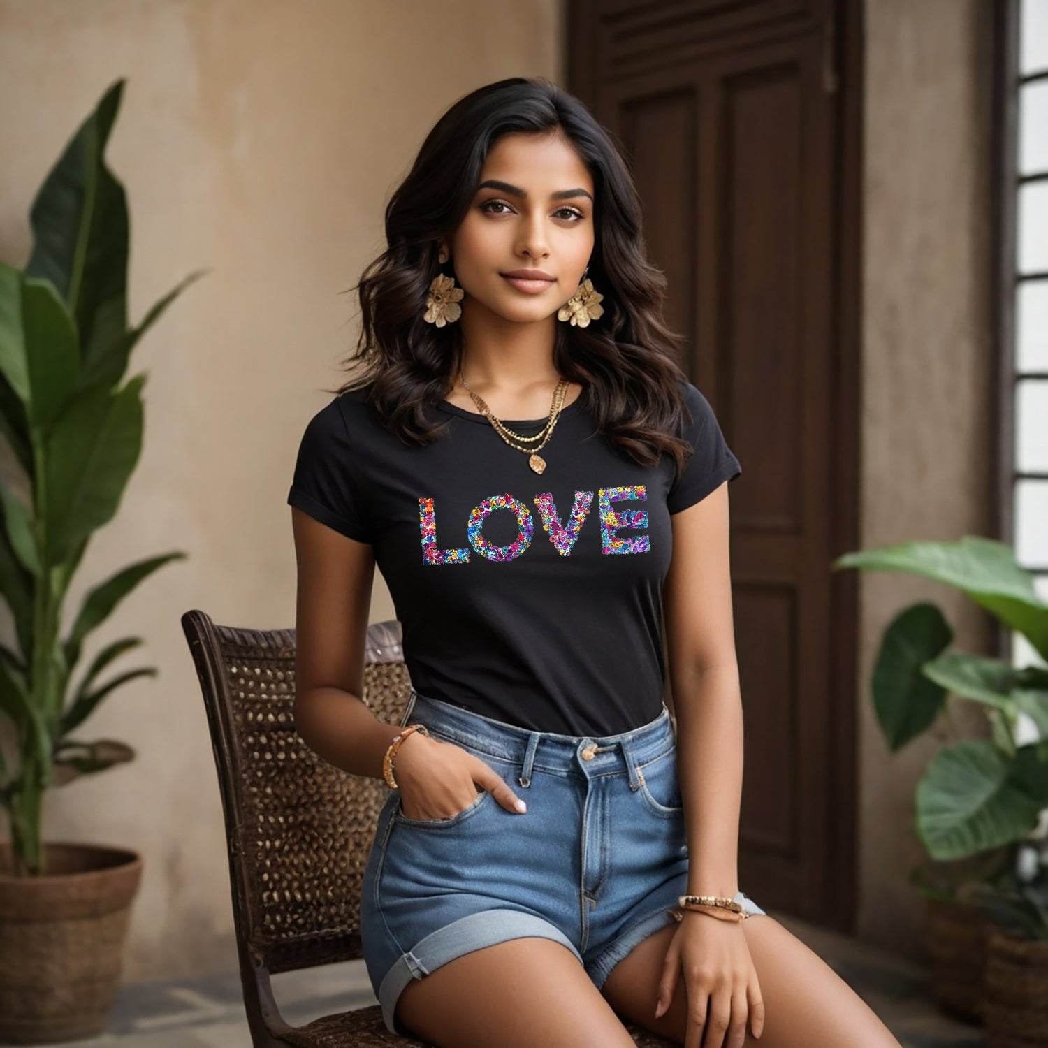 Retro Love Graphic Tee - Unisex Round Neck Regular Fit 100% Combed Cotton Half Sleeve T-Shirt - Mojilo Mart