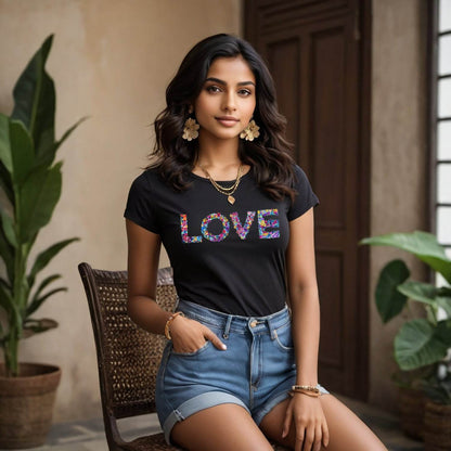 Retro Love Graphic Tee - Unisex Round Neck Regular Fit 100% Combed Cotton Half Sleeve T-Shirt - Mojilo Mart