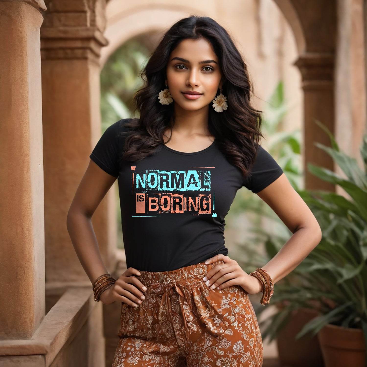 Normal Is Boring - Unisex Round Neck Regular Fit 100% Combed Cotton Half Sleeve T-Shirt - Mojilo Mart