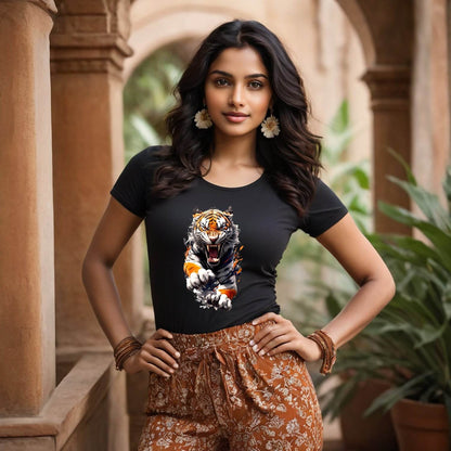 Vibrant tshirt featuring a tigers - Unisex Round Neck Regular Fit 100% Combed Cotton Half Sleeve T-Shirt - Mojilo Mart