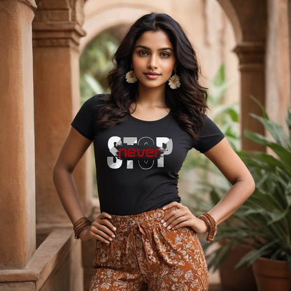 STOP Never - Unisex Round Neck Regular Fit 100% Combed Cotton Half Sleeve T-Shirt - Mojilo Mart