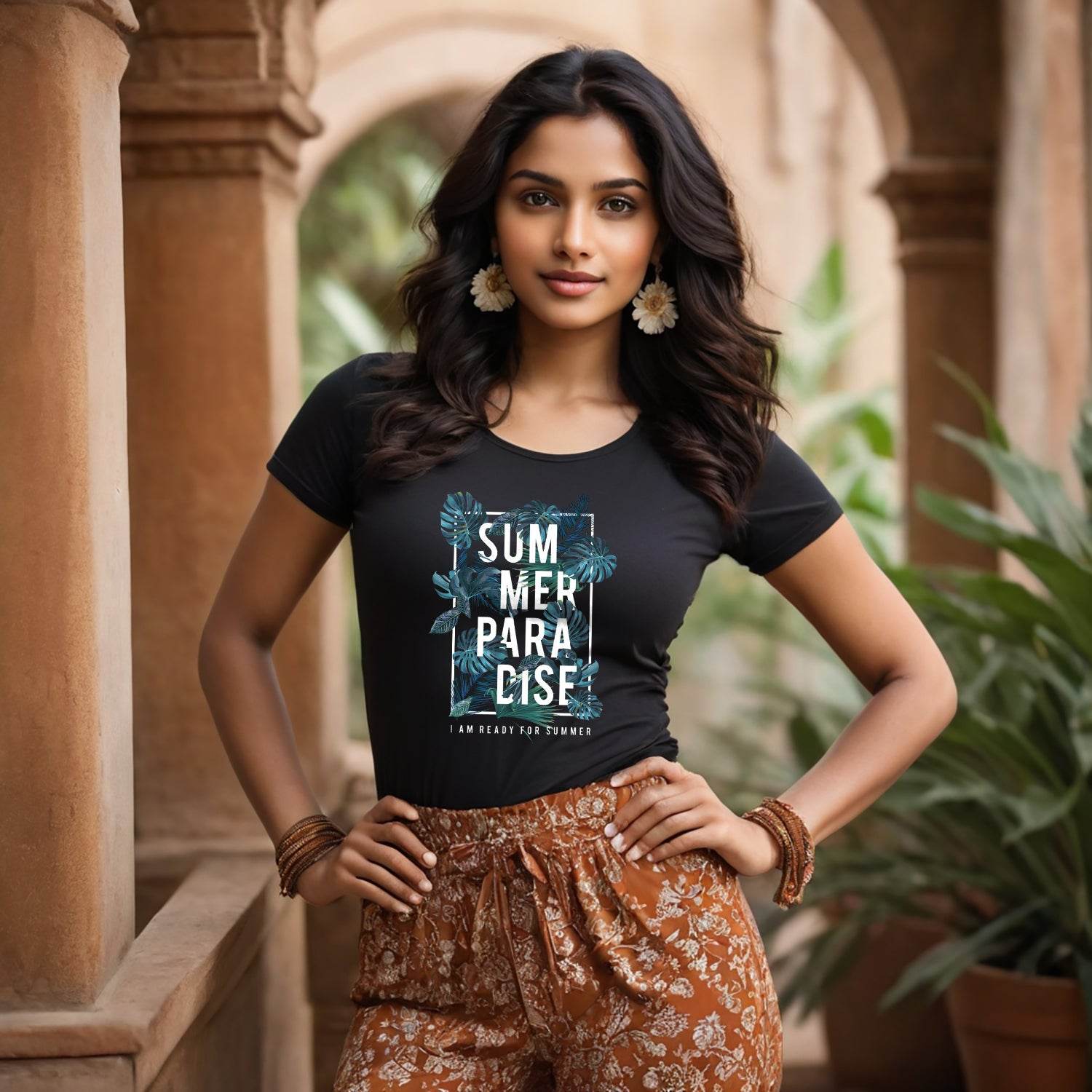 Summer Paradise I Am Ready For Summer - Unisex Round Neck Regular Fit 100% Combed Cotton Half Sleeve T-Shirt - Mojilo Mart