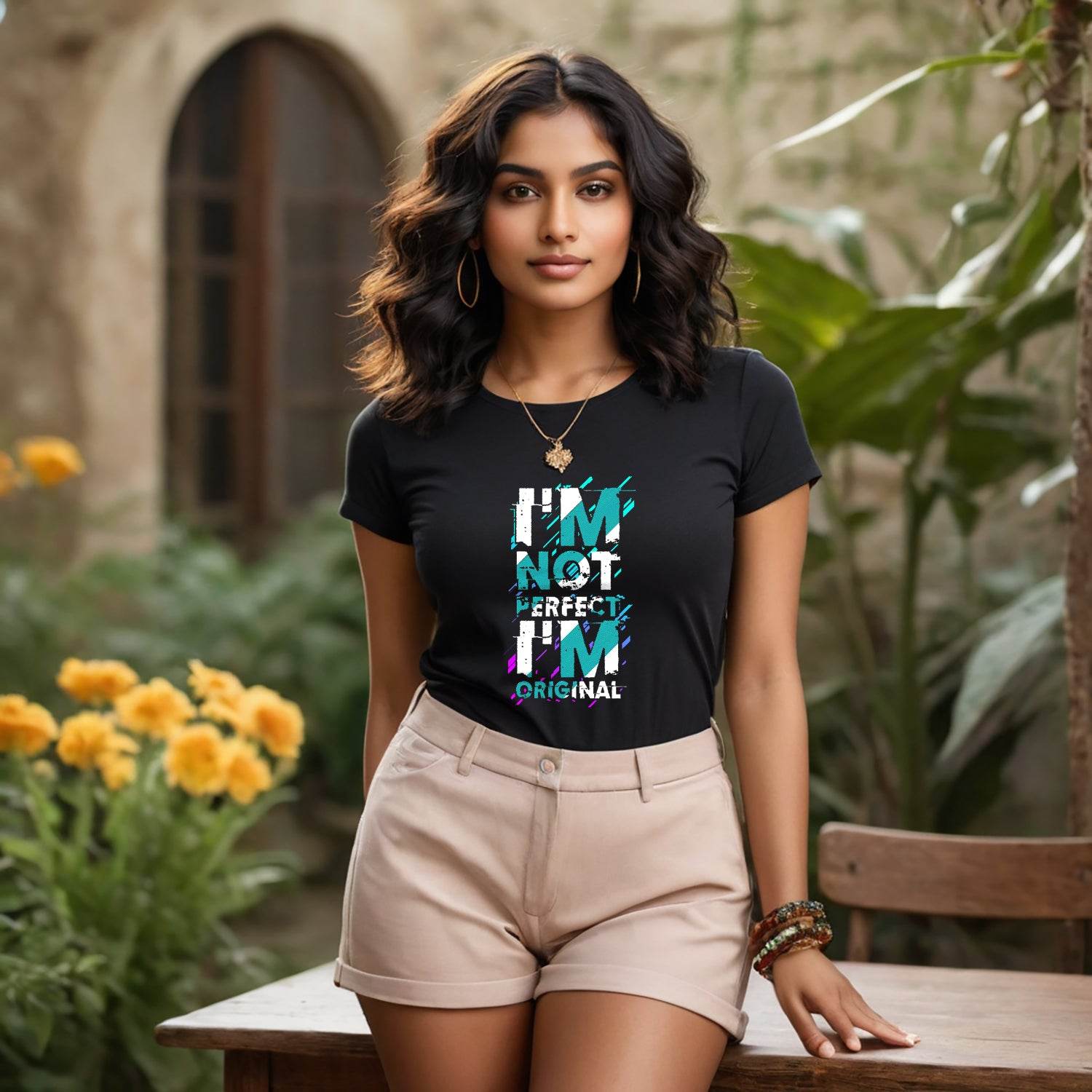 I M Not Perfect I M Original - Unisex Round Neck Regular Fit 100% Combed Cotton Half Sleeve T-Shirt - Mojilo Mart
