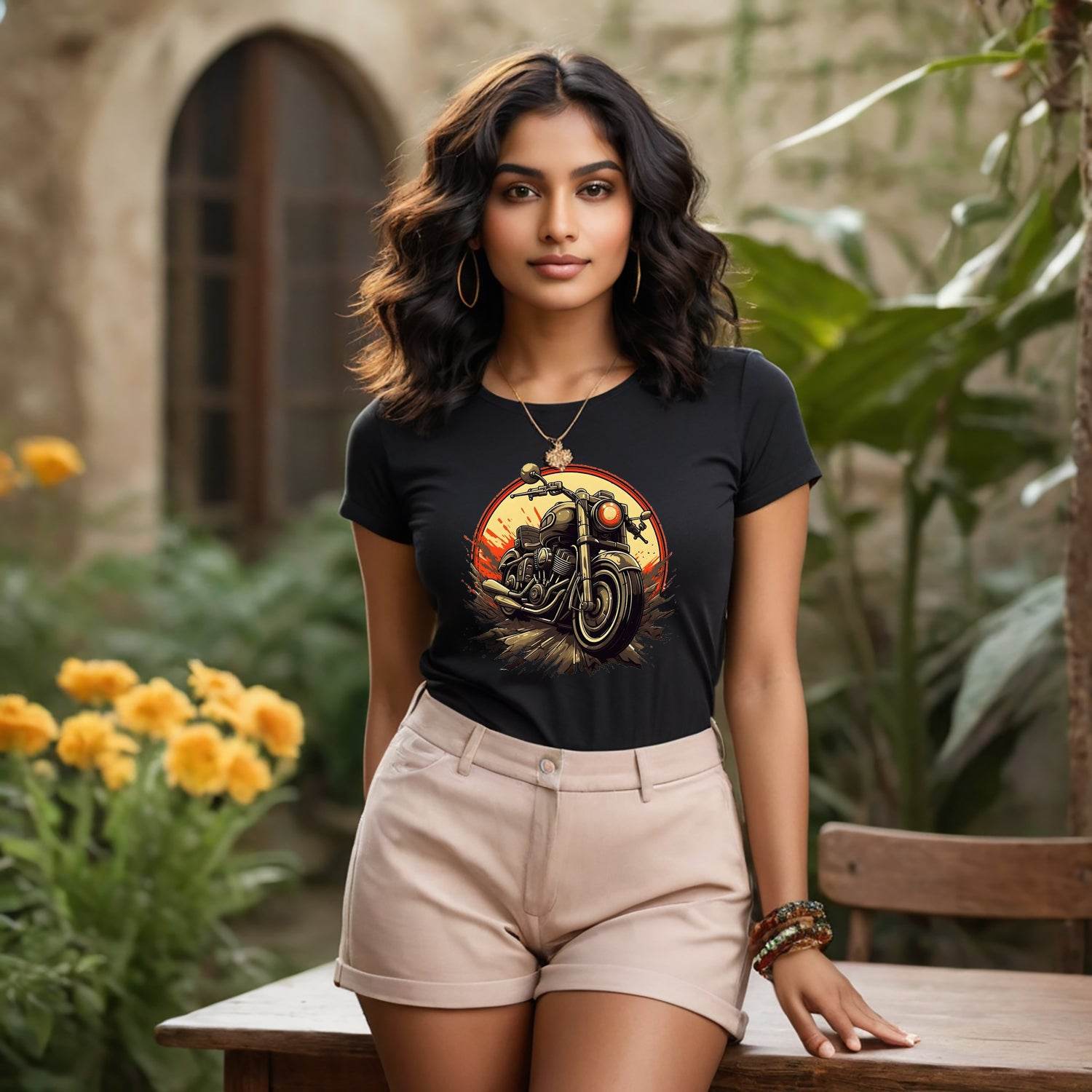 Cafe Cruiser Chronicles Retro Biker Tribute Premium - Unisex Round Neck Regular Fit 100% Combed Cotton Half Sleeve T-Shirt - Mojilo Mart