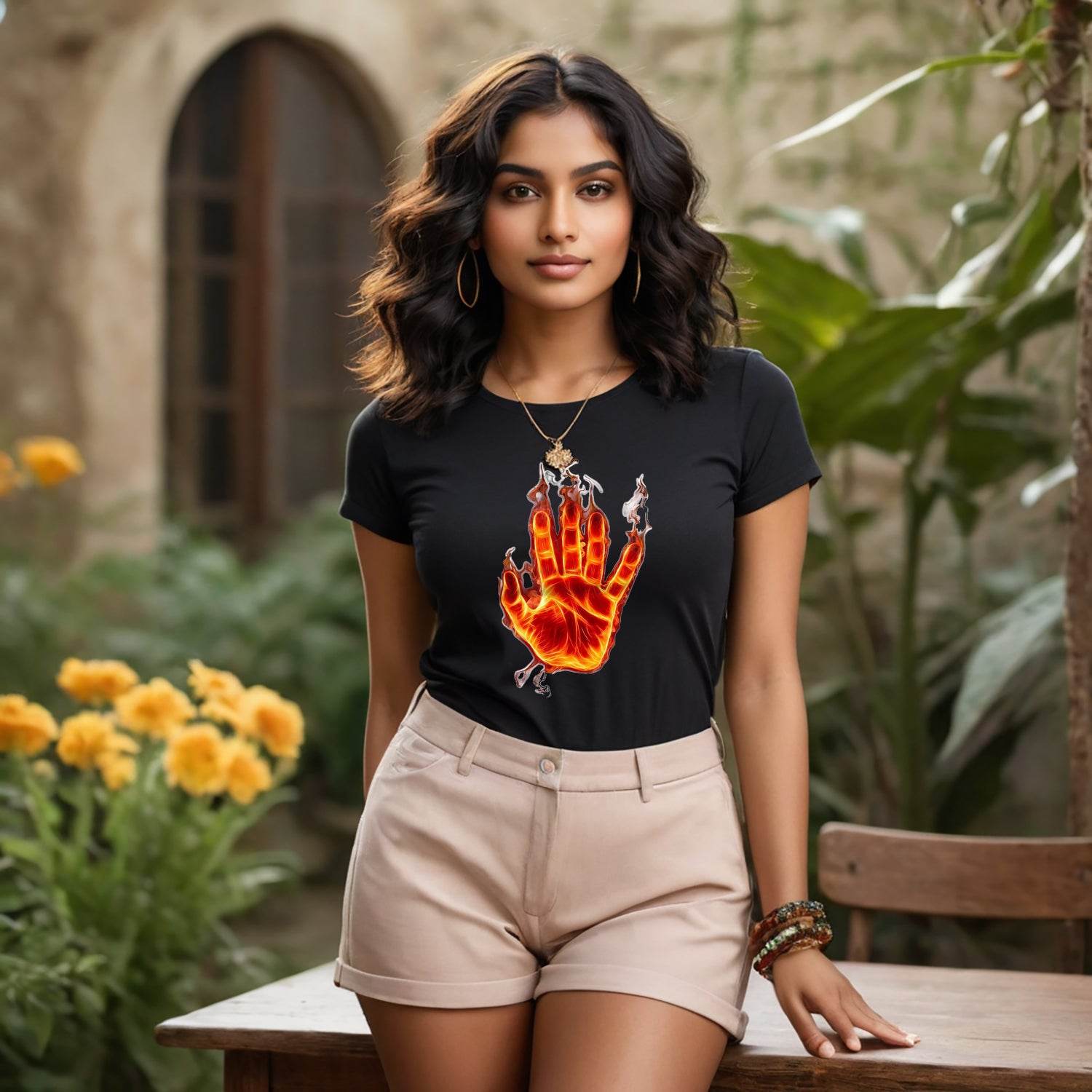Ghost Rider Fire Hand Theme - Unisex Round Neck Regular Fit 100% Combed Cotton Half Sleeve T-Shirt - Mojilo Mart
