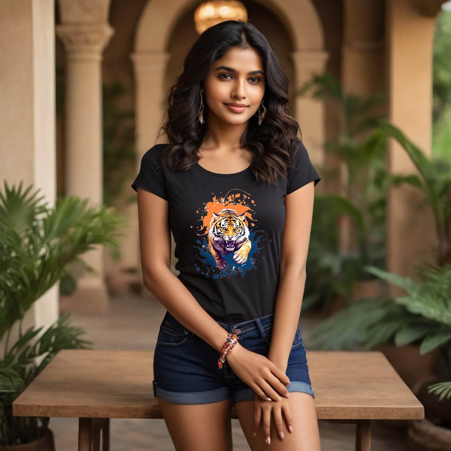 Wild Bengal Tiger Pride Graphic Printed - Unisex Round Neck Regular Fit 100% Combed Cotton Half Sleeve T-Shirt - Mojilo Mart
