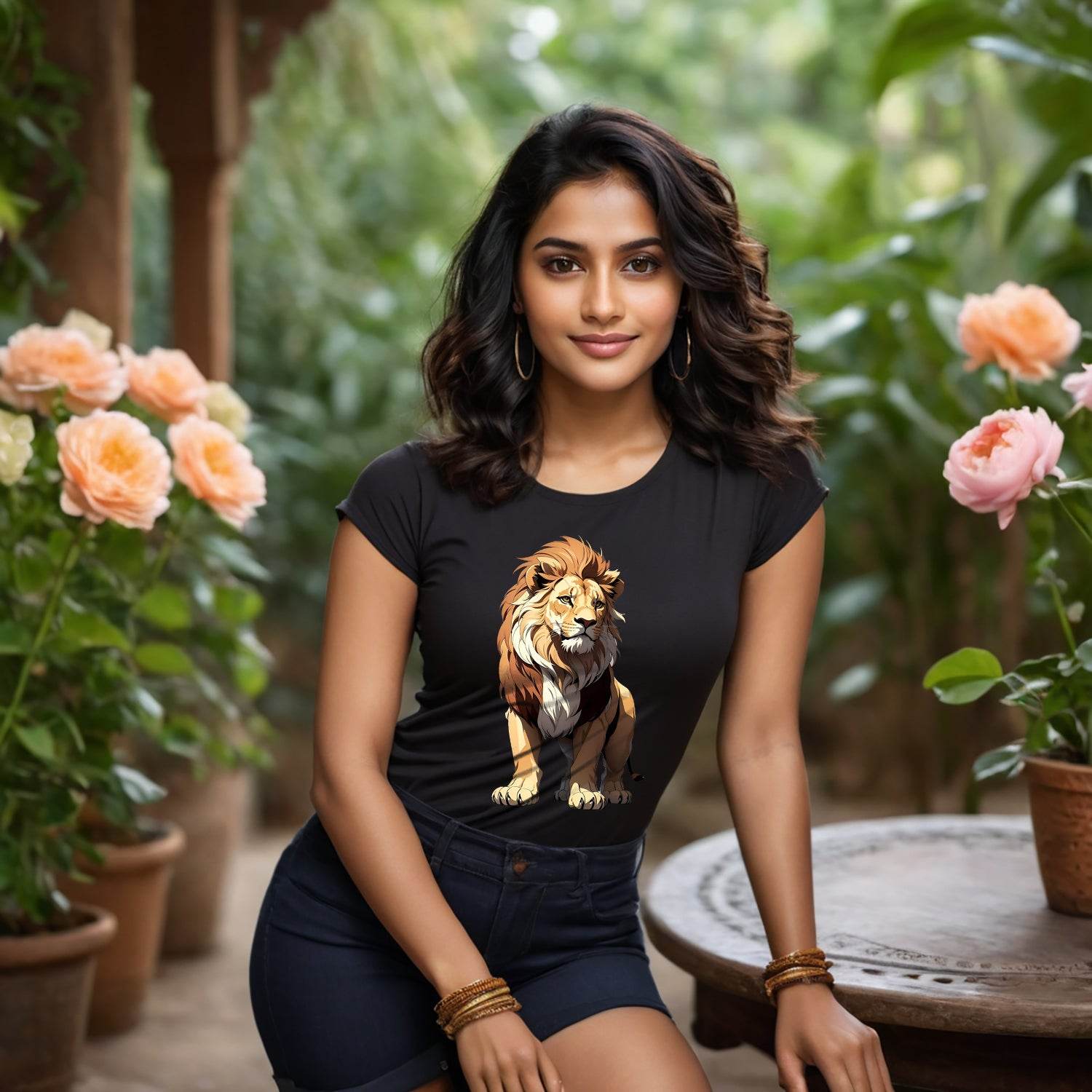 Lion Printed - Unisex Round Neck Regular Fit 100% Combed Cotton Half Sleeve T-Shirt - Mojilo Mart
