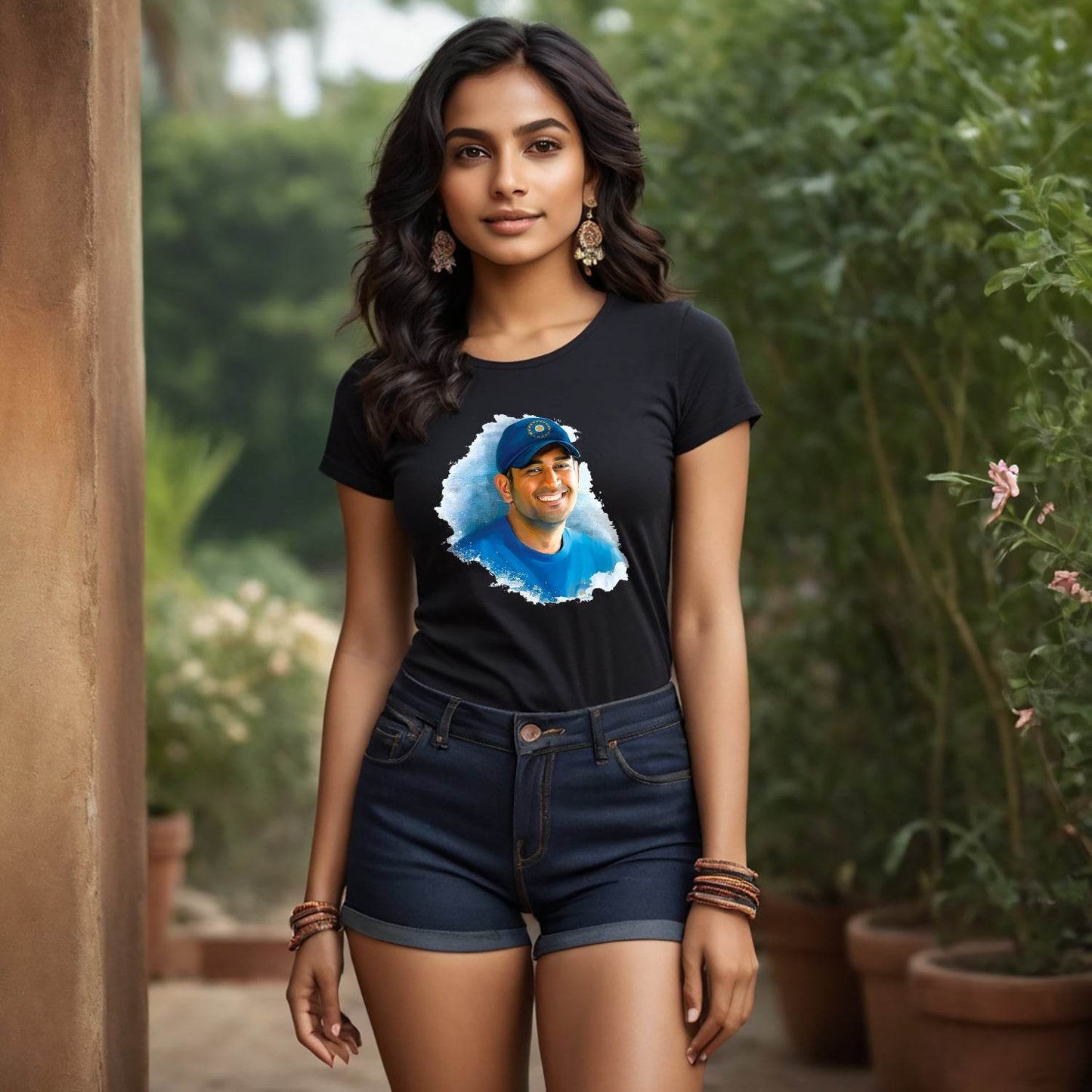 M S Dhoni Wall Poster - Unisex Round Neck Regular Fit 100% Combed Cotton Half Sleeve T-Shirt - Mojilo Mart