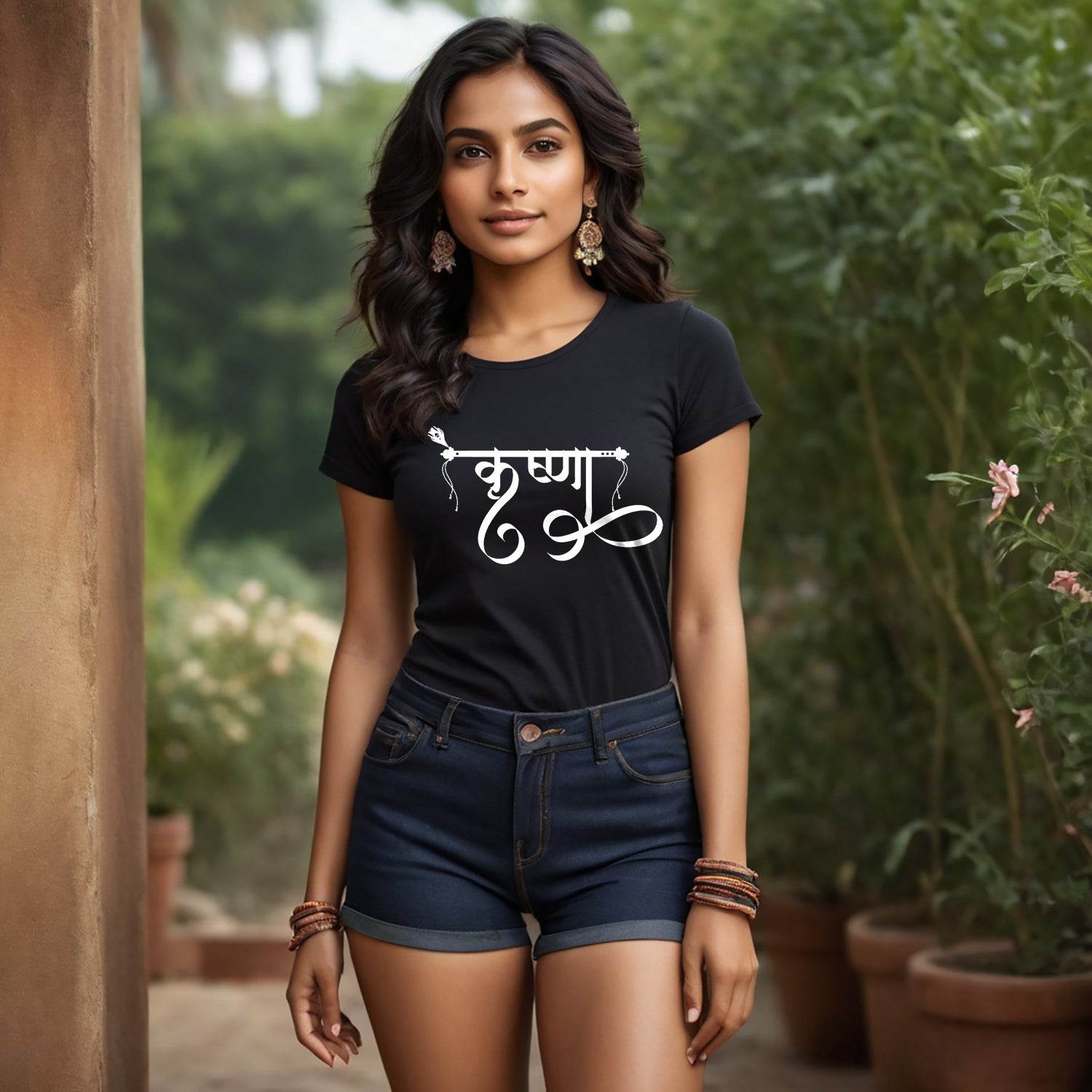 Krishna Desing - Unisex Round Neck Regular Fit 100% Combed Cotton Half Sleeve T-Shirt - Mojilo Mart