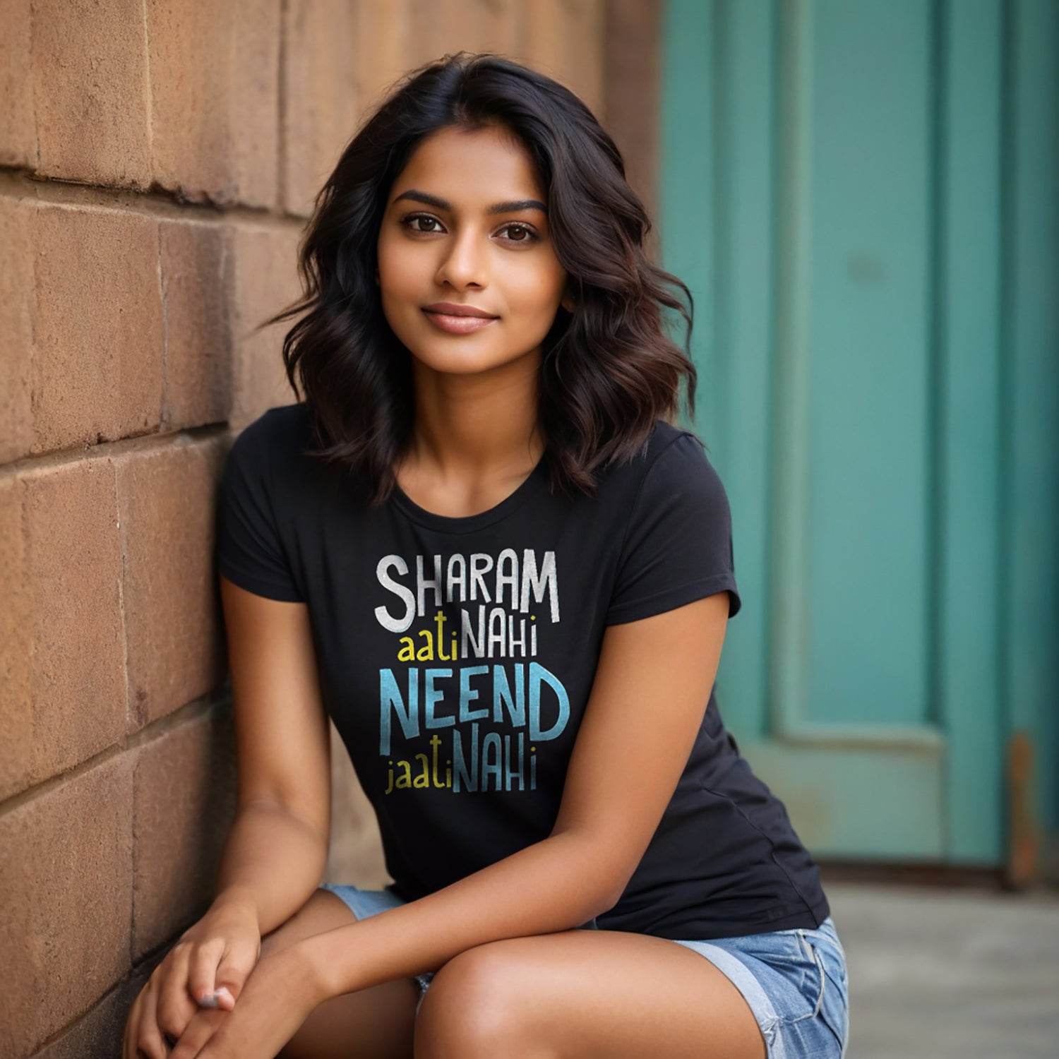 Sharam Aati Nahi Neend Jaati Nahi - Unisex Round Neck Regular Fit 100% Combed Cotton Half Sleeve T-Shirt - Mojilo Mart