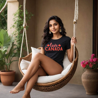 Love Canada - Unisex Round Neck Regular Fit 100% Combed Cotton Half Sleeve T-Shirt - Mojilo Mart