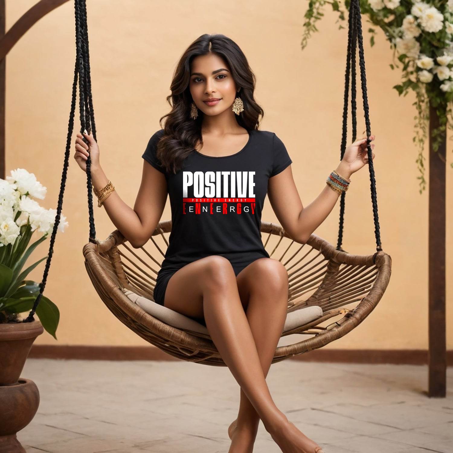 Positive Energy - Unisex Round Neck Regular Fit 100% Combed Cotton Half Sleeve T-Shirt - Mojilo Mart