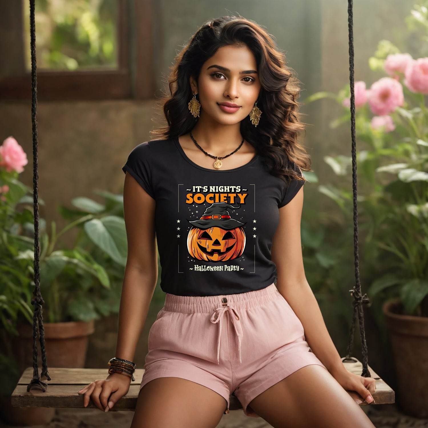 It's Nights Society - Unisex Round Neck Regular Fit 100% Combed Cotton Half Sleeve T-Shirt - Mojilo Mart