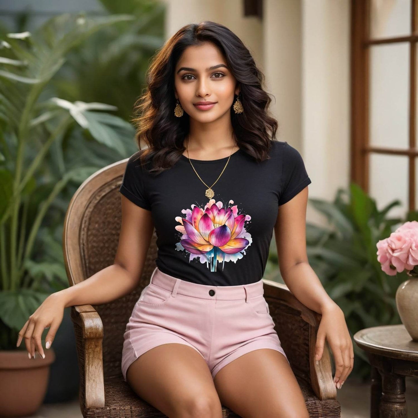 Lotus Flower Yoga Metaphysical - Unisex Round Neck Regular Fit 100% Combed Cotton Half Sleeve T-Shirt - Mojilo Mart