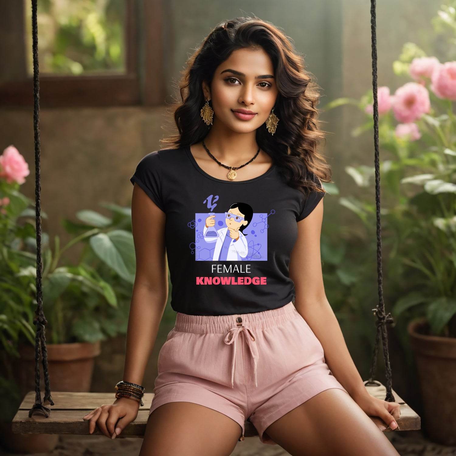 Female Knowledge - Unisex Round Neck Regular Fit 100% Combed Cotton Half Sleeve T-Shirt - Mojilo Mart