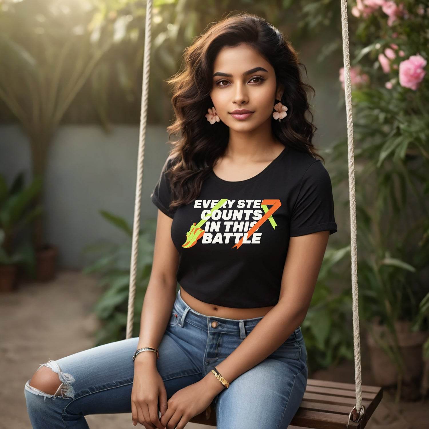 Every step counts in this battle - Unisex Round Neck Regular Fit 100% Combed Cotton Half Sleeve T-Shirt - Mojilo Mart