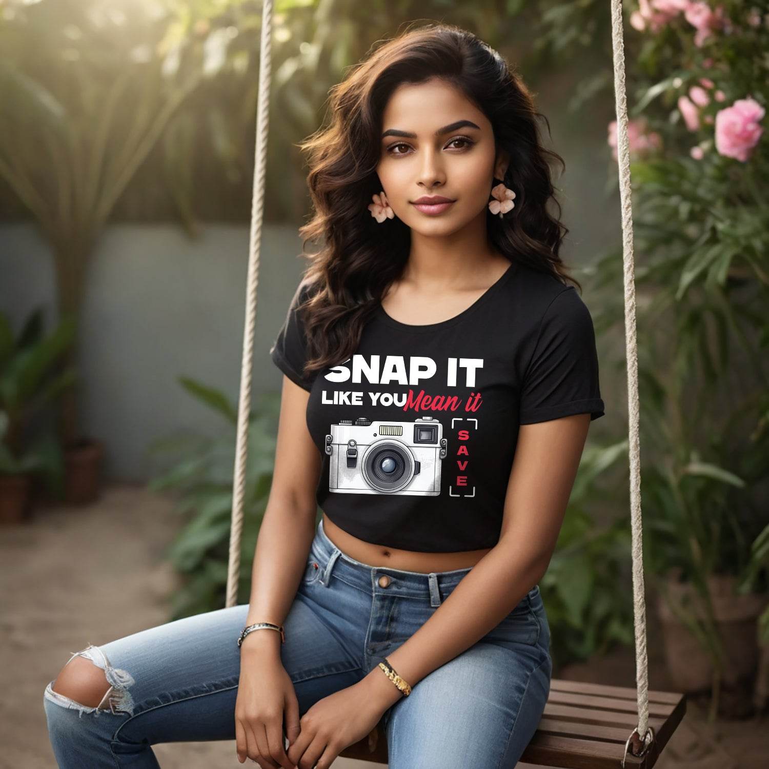 Snap it like you mean it - Unisex Round Neck Regular Fit 100% Combed Cotton Half Sleeve T-Shirt - Mojilo Mart