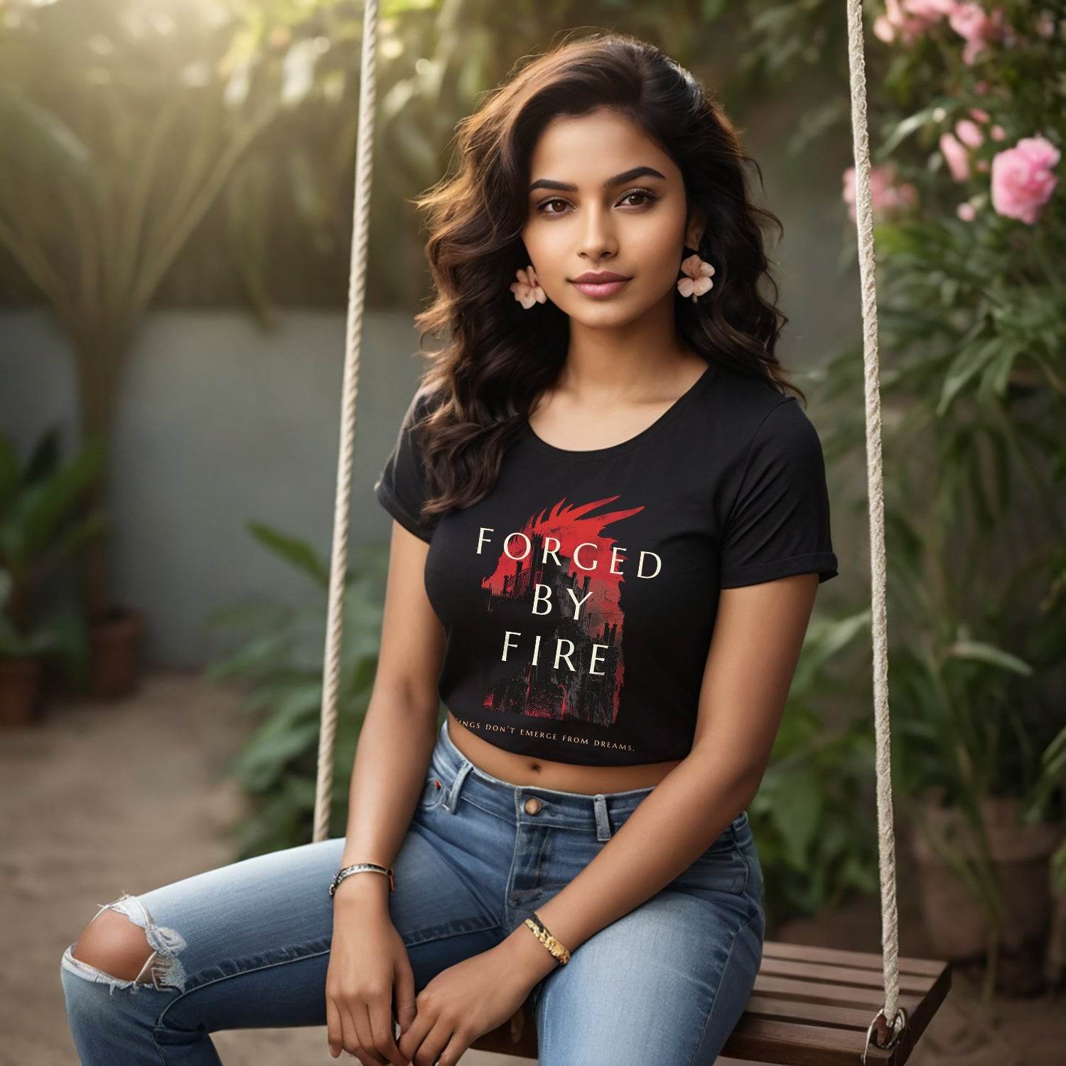 Forged by Fire Oversized - Unisex Round Neck Regular Fit 100% Combed Cotton Half Sleeve T-Shirt - Mojilo Mart