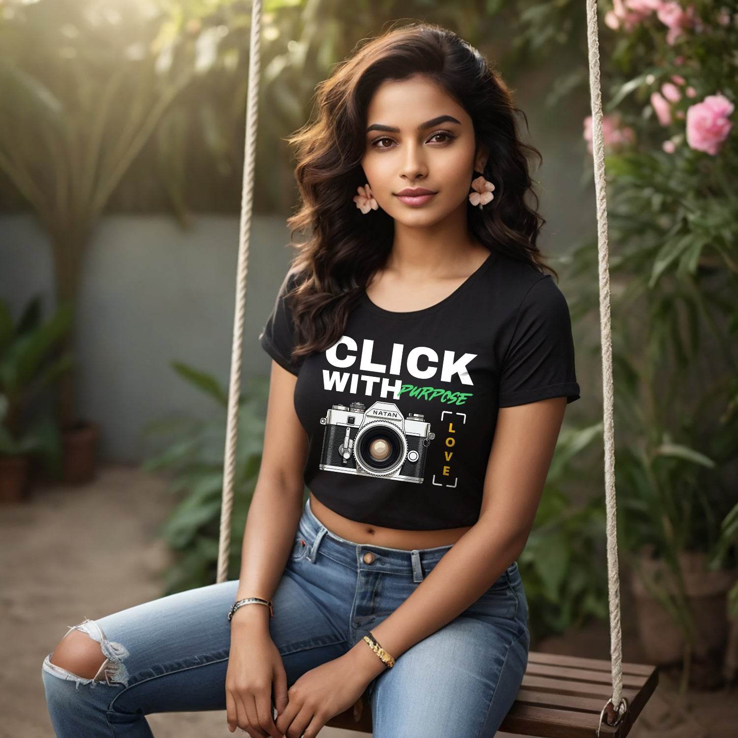 Click with Purpose Love - Unisex Round Neck Regular Fit 100% Combed Cotton Half Sleeve T-Shirt - Mojilo Mart