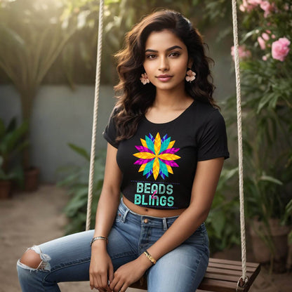 Beads & Blings - Unisex Round Neck Regular Fit 100% Combed Cotton Half Sleeve T-Shirt - Mojilo Mart