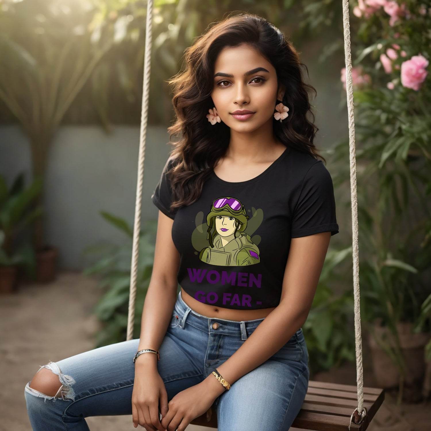 Women Go Far - Unisex Round Neck Regular Fit 100% Combed Cotton Half Sleeve T-Shirt - Mojilo Mart