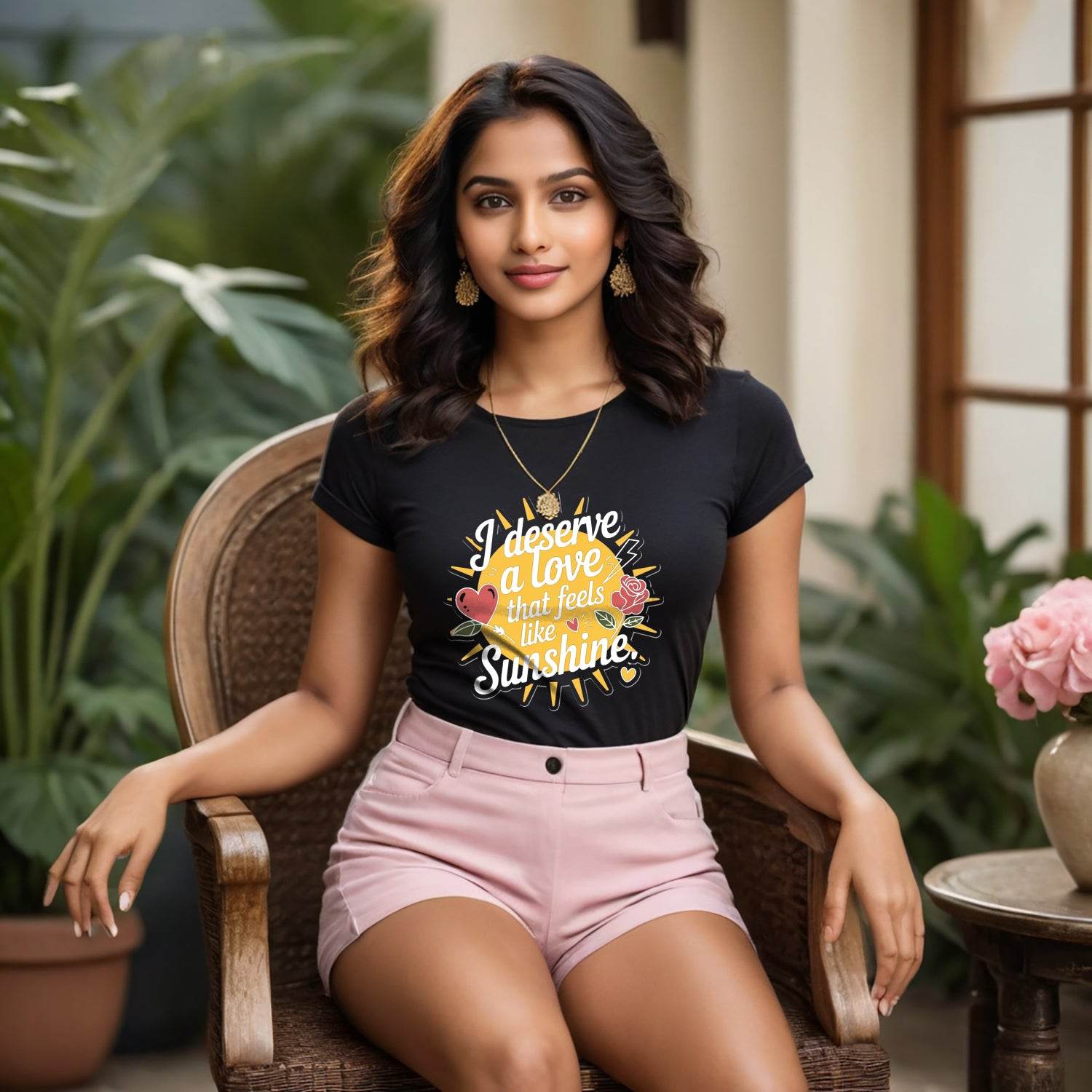 I Deserve A Love That Feels Like Sunshine - Unisex Round Neck Regular Fit 100% Combed Cotton Half Sleeve T-Shirt - Mojilo Mart