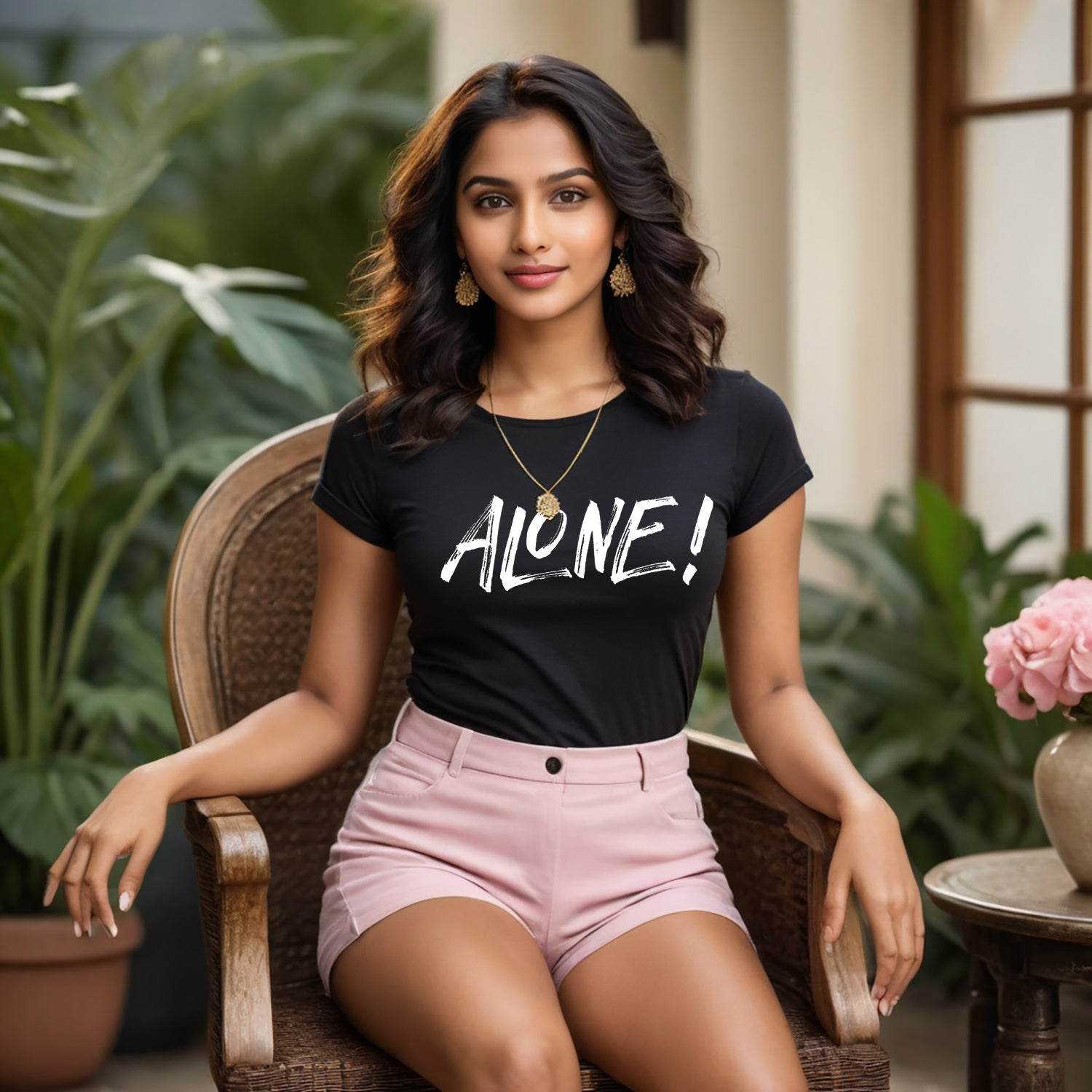 Alone! - Unisex Round Neck Regular Fit 100% Combed Cotton Half Sleeve T-Shirt - Mojilo Mart