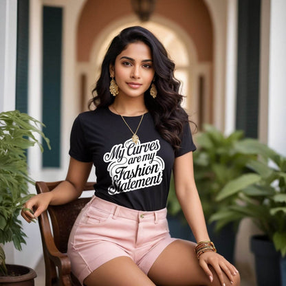 My Curves Are My Fashion Statement - Unisex Round Neck Regular Fit 100% Combed Cotton Half Sleeve T-Shirt - Mojilo Mart