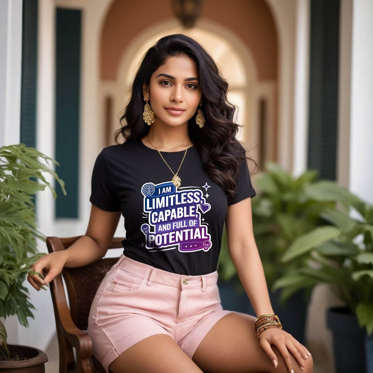 I Am Limitless Capable, And Full Of Potential - Unisex Round Neck Regular Fit 100% Combed Cotton Half Sleeve T-Shirt - Mojilo Mart