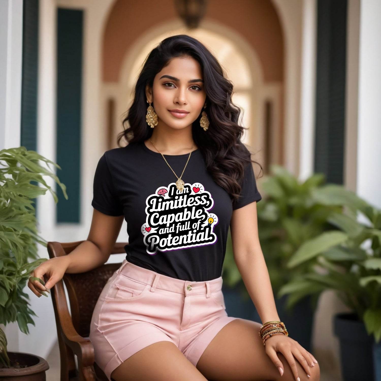 I Am Limitless, Capable And Full Of Potential - Unisex Round Neck Regular Fit 100% Combed Cotton Half Sleeve T-Shirt - Mojilo Mart