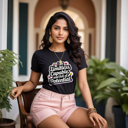 I Am Limitless, Capable And Full Of Potential - Unisex Round Neck Regular Fit 100% Combed Cotton Half Sleeve T-Shirt - Mojilo Mart