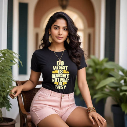 Do What Is Right Not What Is Easy - Unisex Round Neck Regular Fit 100% Combed Cotton Half Sleeve T-Shirt - Mojilo Mart