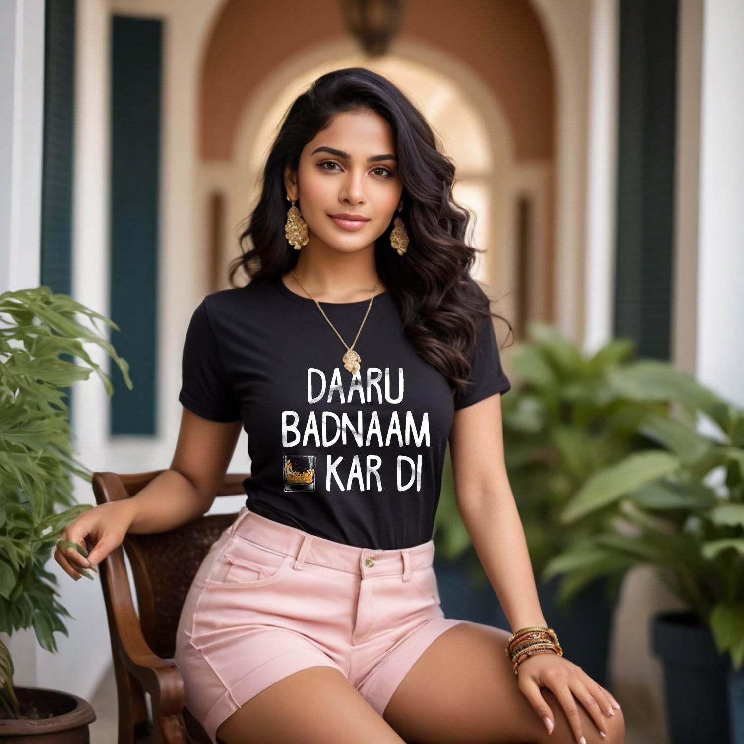 Daaru Badnaam kar Di - Unisex Round Neck Regular Fit 100% Combed Cotton Half Sleeve T-Shirt - Mojilo Mart