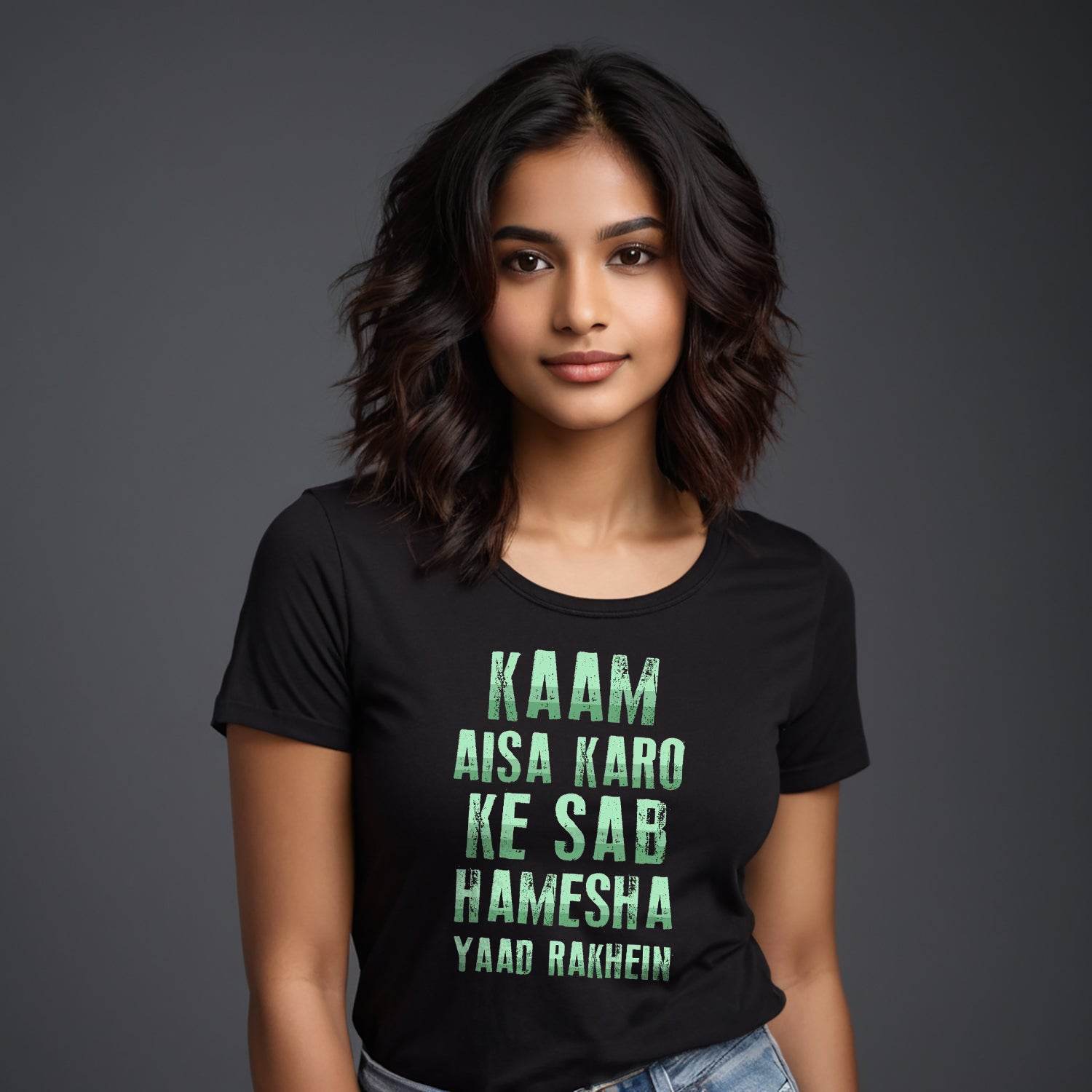 Kaam Aisa Karo Ke Sab Hamesha Yaad Rakhein - Unisex Round Neck Regular Fit 100% Combed Cotton Half Sleeve T-Shirt - Mojilo Mart