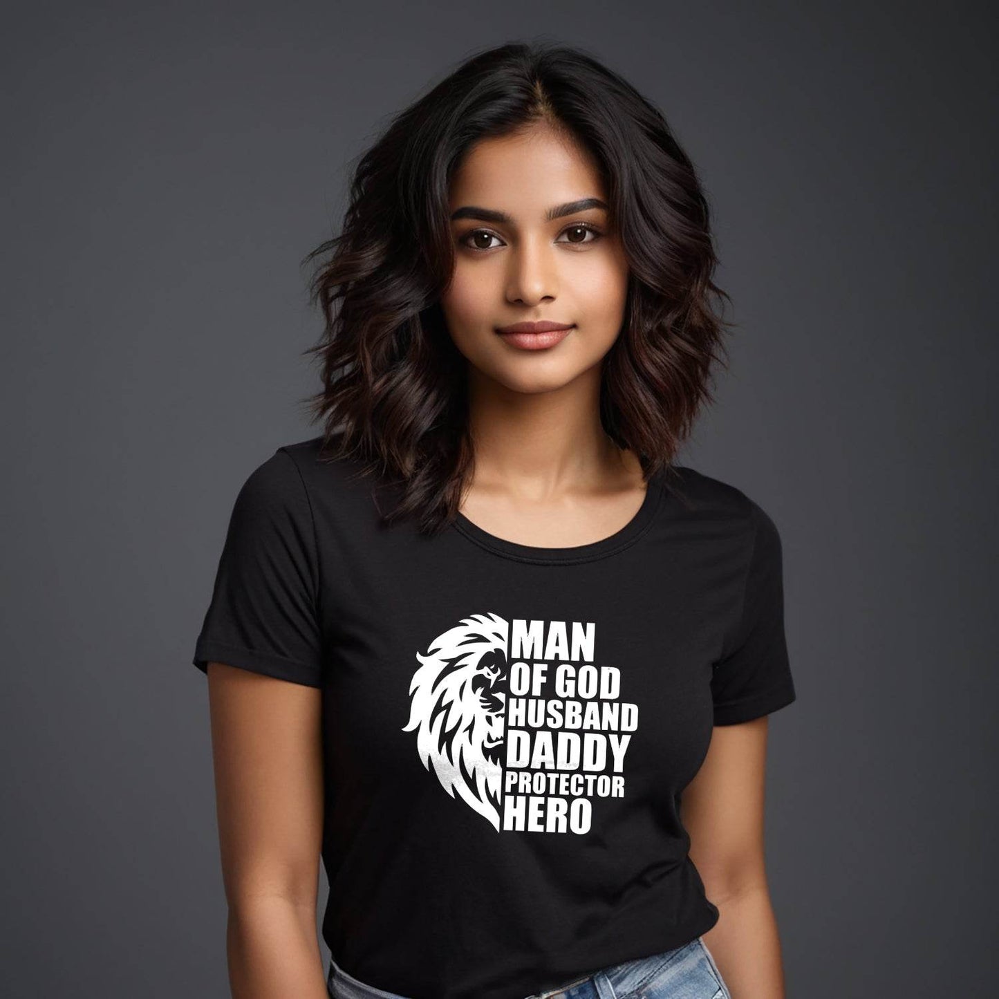 Man Of God Husband Daddy Protector Hero - Unisex Round Neck Regular Fit 100% Combed Cotton Half Sleeve T-Shirt - Mojilo Mart