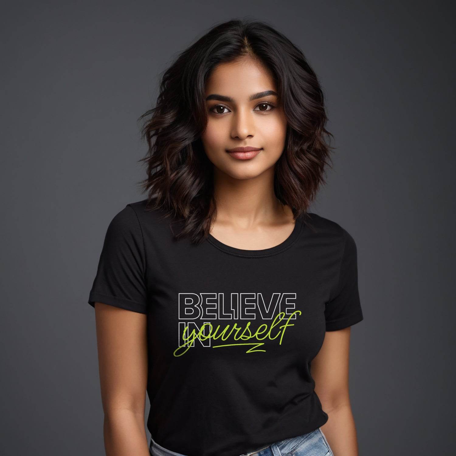 BELIEVE IN YOUR SELF - Unisex Round Neck Regular Fit 100% Combed Cotton Half Sleeve T-Shirt - Mojilo Mart